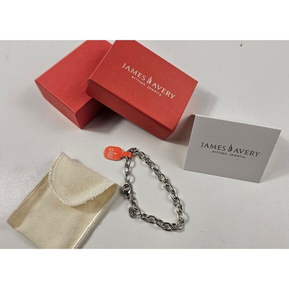 NWT and box james avery sz M hammered sterling silver charm bracelet gift idea